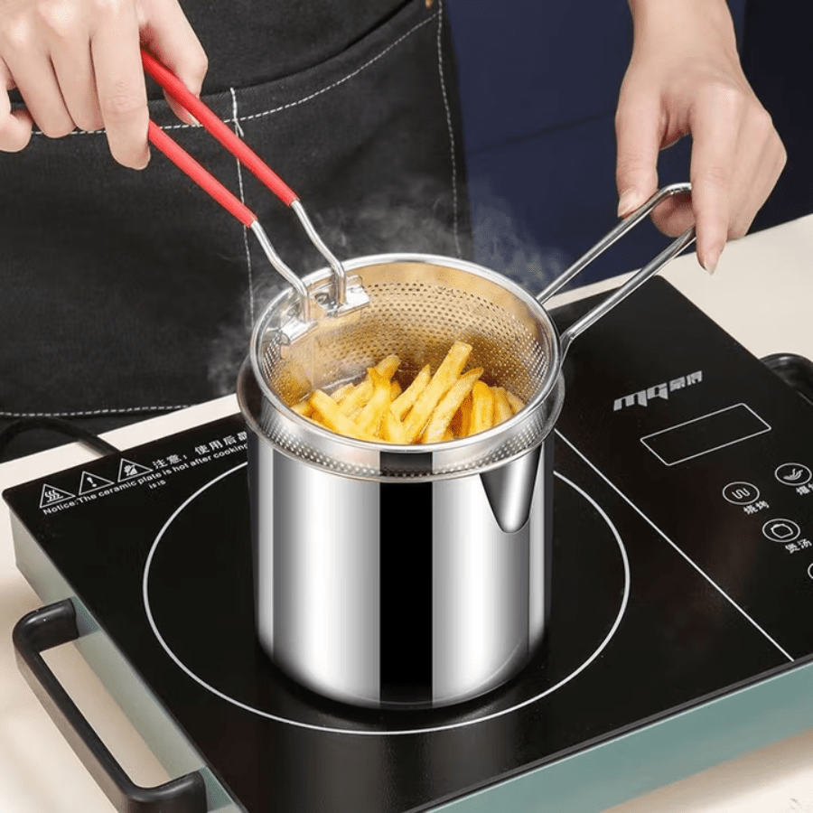 Olla multifuncional para freír en profundidad con cesta resistente de acero inoxidable 304