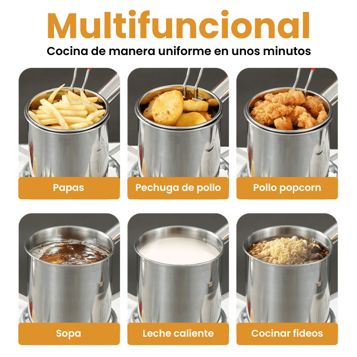 Olla multifuncional para freír en profundidad con cesta resistente de acero inoxidable 304