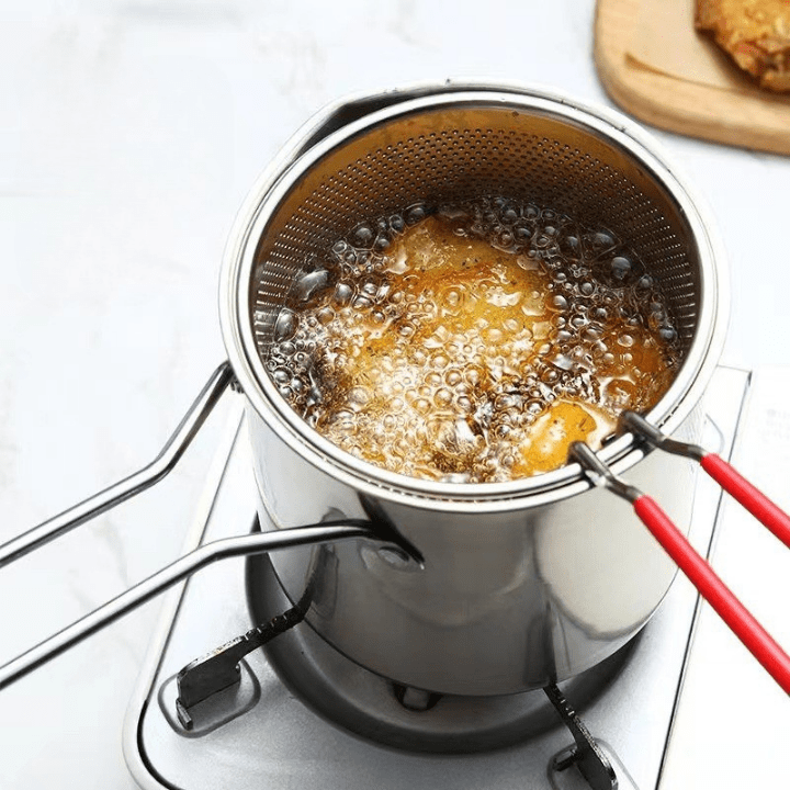 Olla multifuncional para freír en profundidad con cesta resistente de acero inoxidable 304