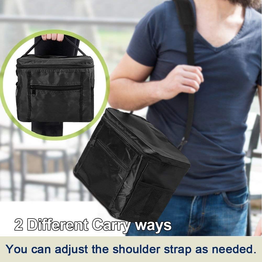Sunshine smile Cooler Bag, Foldable Picnic Bag, Cooler Bag, Thermal Bag, Small Insulated Bag, Ice Bag, Lunch Bag, Cooler Box for Picnic, 10 Litres, Black