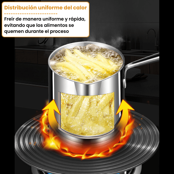 Olla multifuncional para freír en profundidad con cesta resistente de acero inoxidable 304