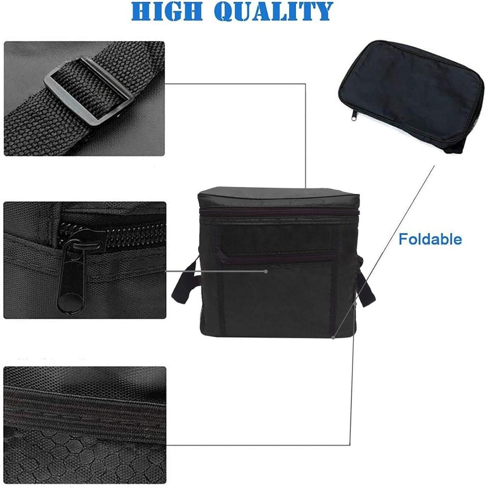 Sunshine smile Cooler Bag, Foldable Picnic Bag, Cooler Bag, Thermal Bag, Small Insulated Bag, Ice Bag, Lunch Bag, Cooler Box for Picnic, 10 Litres, Black