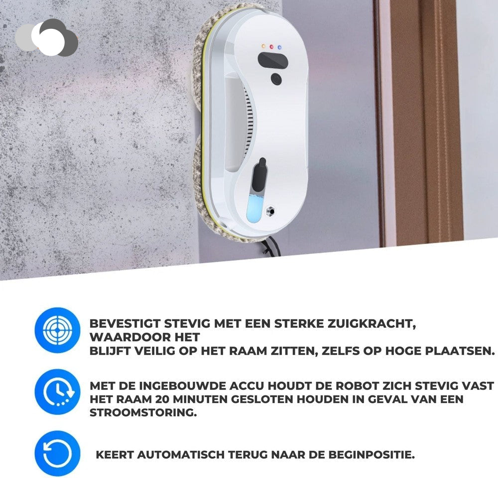 CleanSweep™ Ramenrobot | Automatische Reiniging met Sensoren & Water Spray of Losse Pads.