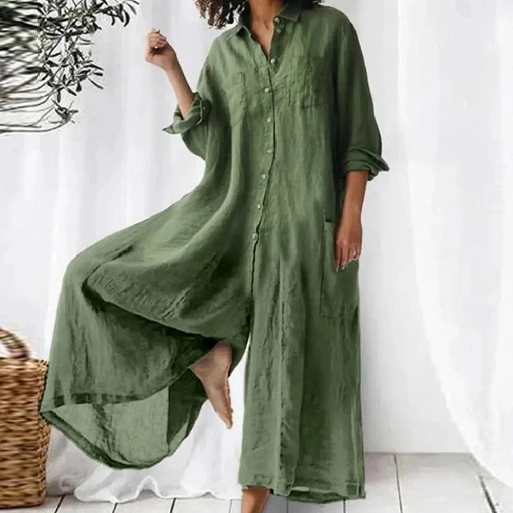 Lyra Linnen Jumpsuit - Moeiteloze Elegantie in Één Perfect Stuk
