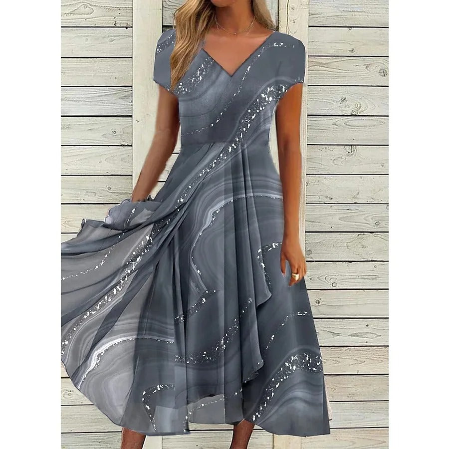 Serena | V-hals Midi Jurk