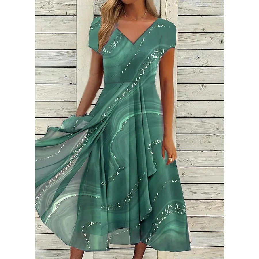 Serena | V-hals Midi Jurk