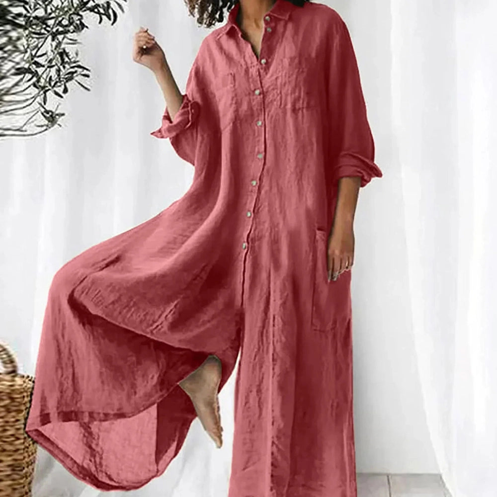 Lyra Linnen Jumpsuit - Moeiteloze Elegantie in Één Perfect Stuk
