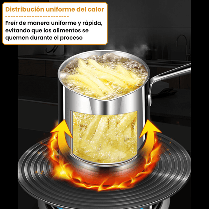Olla multifuncional para freír en profundidad con cesta resistente de acero inoxidable 304
