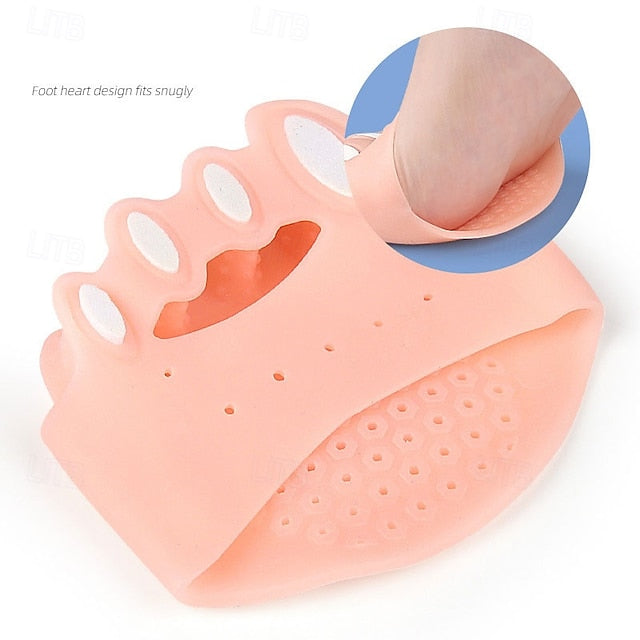 Five Hole Toe Separator Five Toe Arch Cushion Soft Shock Absorbing Pressure Relieving Massage Insole Half Size Pad For Thefoot Adjustable Toe Separator