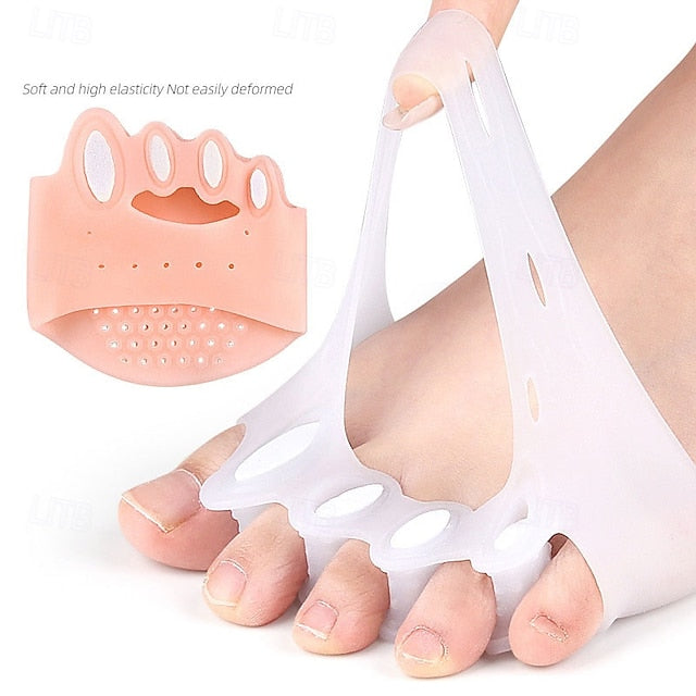 Five Hole Toe Separator Five Toe Arch Cushion Soft Shock Absorbing Pressure Relieving Massage Insole Half Size Pad For Thefoot Adjustable Toe Separator