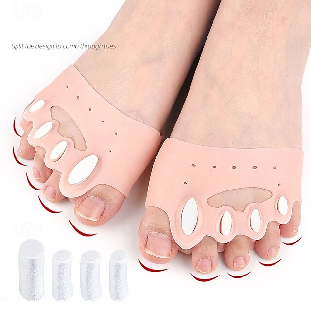 Five Hole Toe Separator Five Toe Arch Cushion Soft Shock Absorbing Pressure Relieving Massage Insole Half Size Pad For Thefoot Adjustable Toe Separator