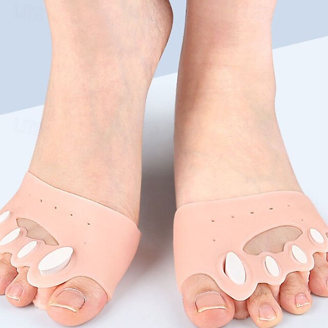 Five Hole Toe Separator Five Toe Arch Cushion Soft Shock Absorbing Pressure Relieving Massage Insole Half Size Pad For Thefoot Adjustable Toe Separator